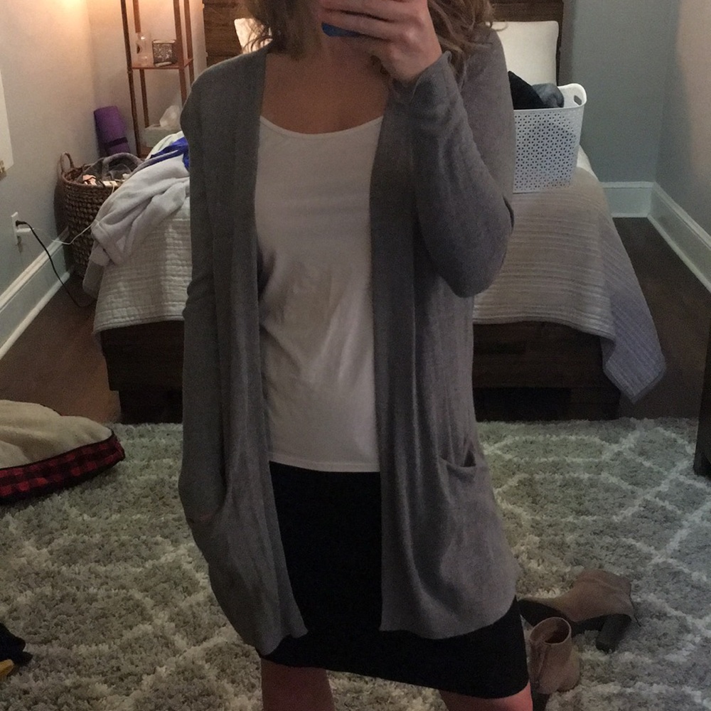 Old navy long gray open front cardigan